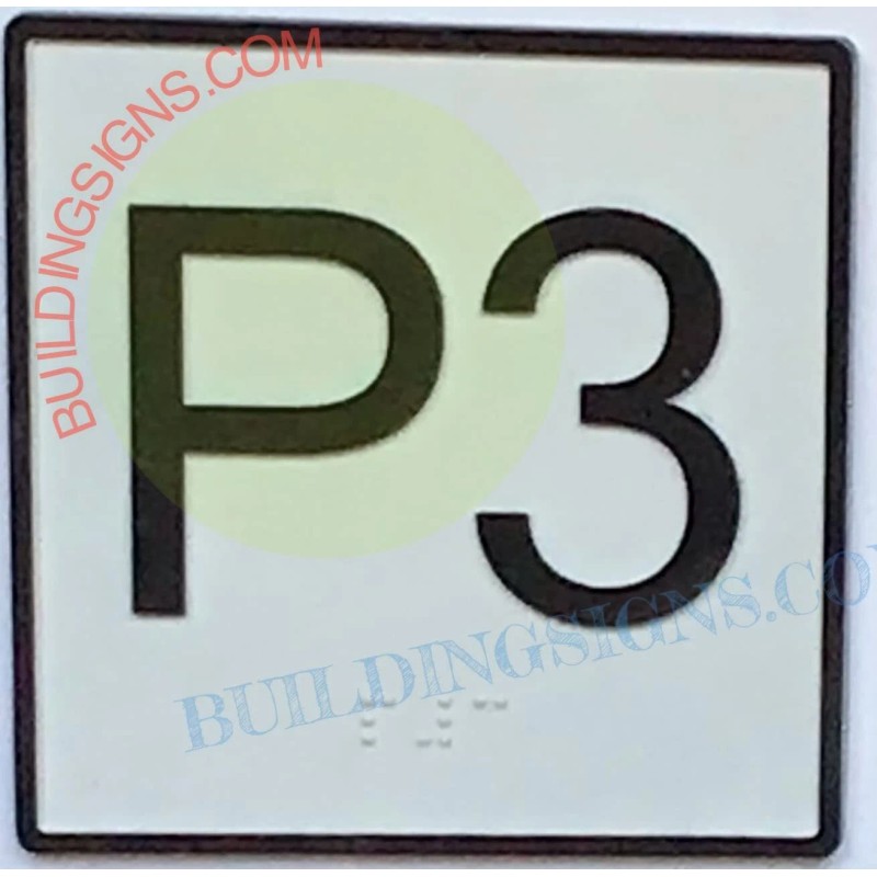 BuildingSigns.com Elevator Floor Number P3 Sign- Elevator JAMB Plate Floor