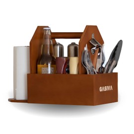 GASIVA Grill Caddy for Outdoor Cooking, Picnic & Griddle Caddy for BBQ Tools, Utensil Organizer for Camping Spices, Holder for Condiments, Silverware Table Tray for Patio Party Essentials