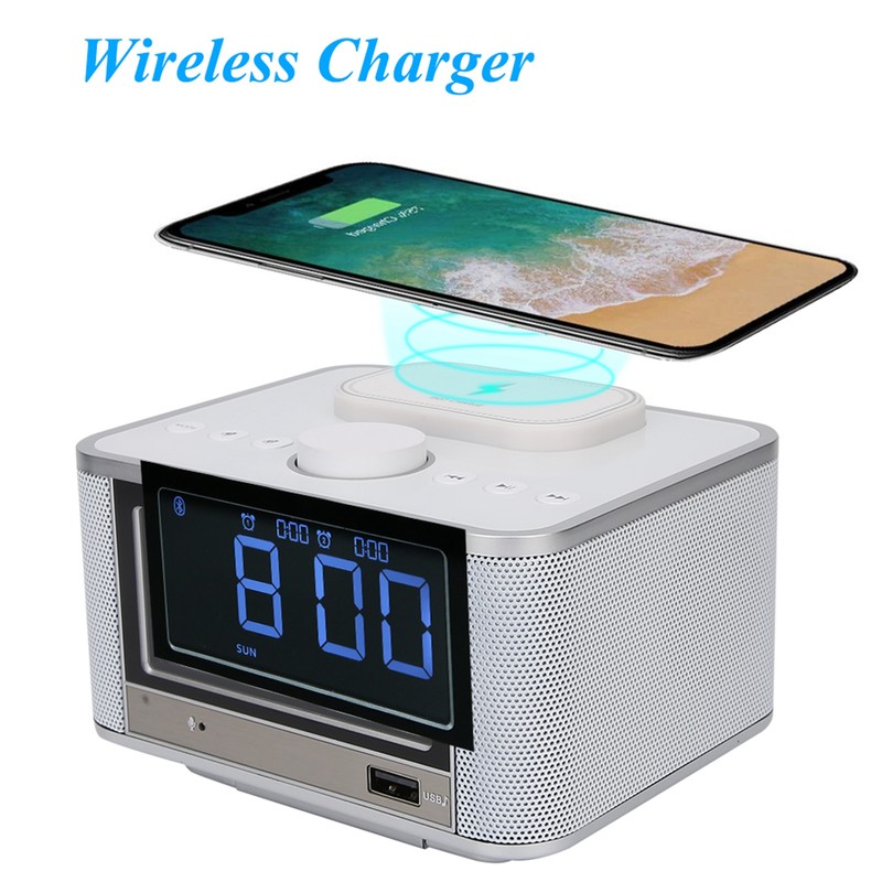 Bluetooth Speaker Player Radio Wireless Charging Digital Alarm Clock