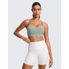 CRZ YOGA Butterluxe Women's Racerback Sports Bra Padded Without Underwire Y Back Yoga Bra Summer Breathable Spaghetti Top, Green Palm Yard, S