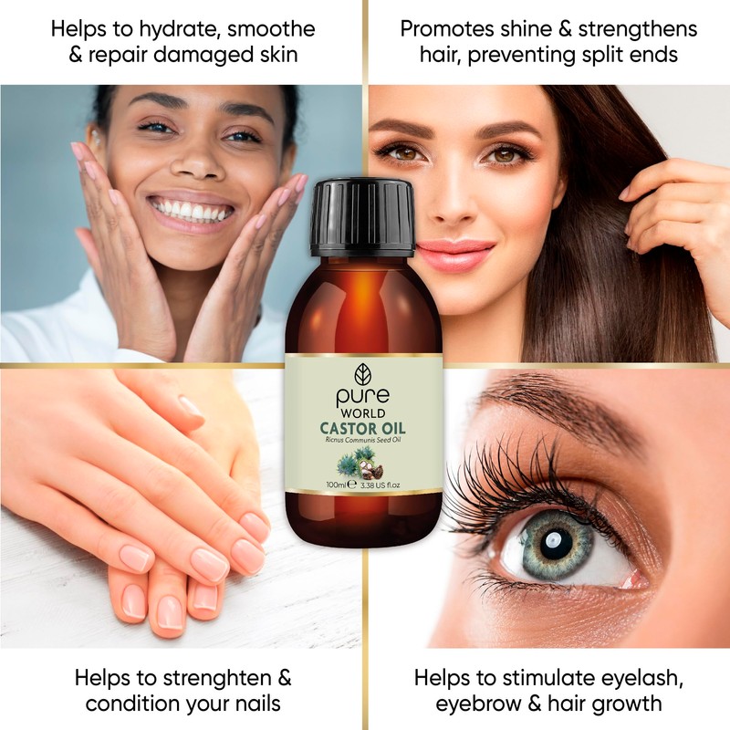 Pure World Castor Oil 100ML. Cold Pressed 100% Pure and