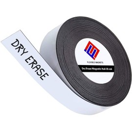 Dry Erase Magnetic Strips - Roll of Writable Whiteboard Magnets - Writable Flexible Magnet - Name Plates - Magnetic Labels- Dry Erase Name Tags - (Half Inch x 25 Feet)