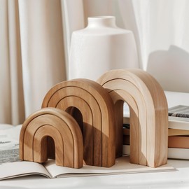 NOBULA Wooden Arch Decor - Accent for Living Room Decor, Office Shelf Decor & Entryway - Natural Wood Finish, Perfect for Table, Shelf, or Mantel Styling - Elegant Home Decor