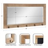 Kate and Laurel Pub Mirror with 5 Metal Hooks, Rustic