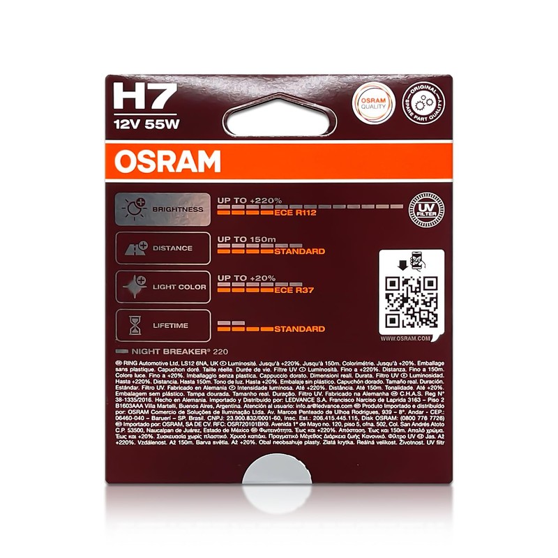 DAMA Automotive Lighting H7 Night Breaker 220 Halogen Headlight replacement