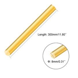 8 mm Brass Rod, iMeistek 300 mm Length Metal Solid Round Brass Rod for Lathe Bar Stick, DIY Crafts (1 Piece)