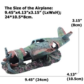 Fish Tank Decoration Fighter Vintage Airplane Ruins Submarine Landscape Fish Shrimp Shelter Cave Hideout Resin Aquarium Decor Turtle Tank Decoration