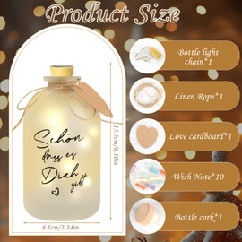 Aitsite LED Bottle Light with Saying Schön Dass es Dich Gibt, Illuminated Decorative Bottle with Stopper, Gift for Girlfriend, LED Bottle Light with Saying, Decorative Gifts Christmas Wedding