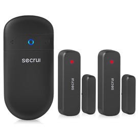 SECRUI Wireless Door Open Sensor Alarm Chime, 400ft Operating Range 52 Chimes Volume with Mute Mode Led Indicators 1 Plug-in Receiver 1 Magnetic Door Alarm Sensor for Home Store Office Security Black
