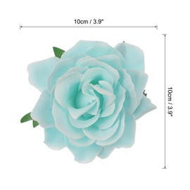 QUARKZMAN Pack of 5 Rose Hair Clips Flower 4 Inch Hair Clip Women's Multicoloured Hair Pins Flowers Hair Accessories for Girls Dancer Party Wedding Beach Mint Green