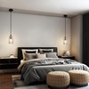Optimant Lighting Modern Black Pendant Light with Seeded Glass Shade,