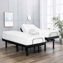 Split Queen Size Fitted Sheet-Premium Hotel Quality - Fitted Sheet Only - Adjustable Bed Fitted Sheets-15 Inch Deep Pocket Fitted Sheet-White Bottom Sheet-Ultra-Soft Microfiber Fitted Sheet only