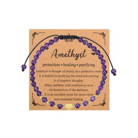 JSDDE Women's Pearl Bracelet Genuine Natural Stone Bracelet with Heart Pendant Adjustable Braided Women's Bracelet Lucky Bracelet Jewellery for Women, Gemstone, No Gemstone