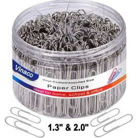 Vinaco Vinaco Büroklammer Silber, 500 Stück Groß Büroklammern 50mm & Büroklammern 32mm, Langlebig und Rostfrei Paper Clips Idee für Schule, Büro. Metall Büroklammern Klein und Bueroklammern Gross