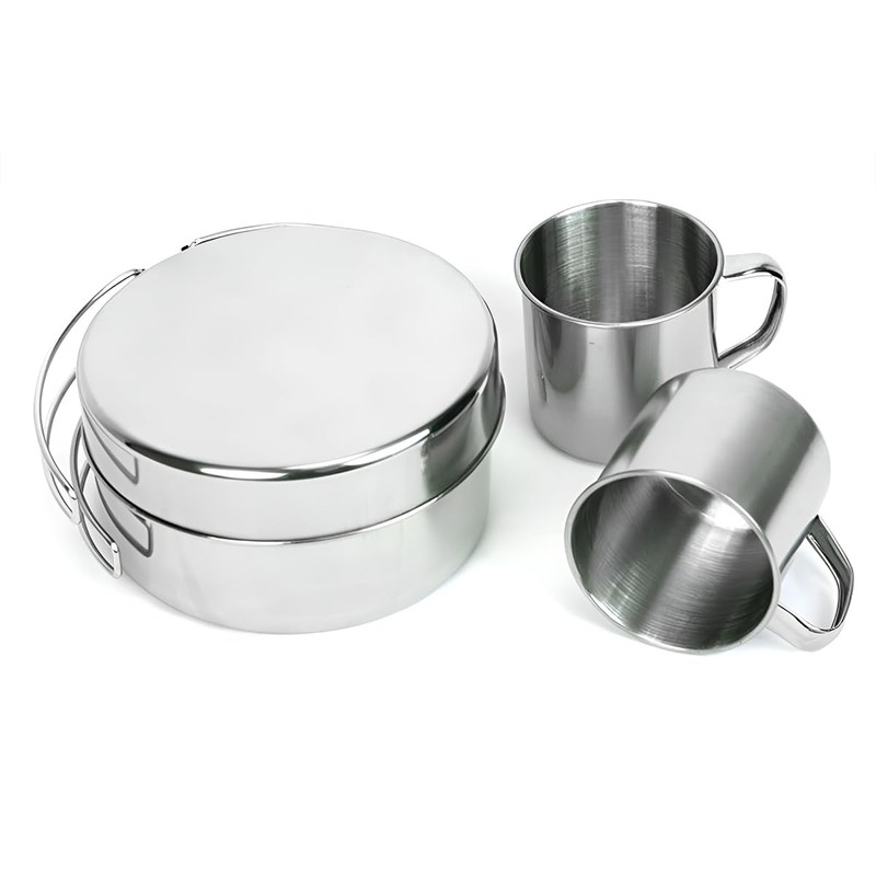 AIMALL 8PC Stainless Steel Camping Cookware Set, Lightweight & Durable