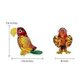 WitnyStore Tiny 1¼" Yellow Green Macaw Thick-billed Parrot Bird Figurine - Miniature Hand Blown Painted Glass Birds Multicolor Colorful Crystal Animal Cute Decorative Collectible Figurines Décor Gifts