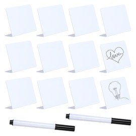AIEX Pack of 12 100 x 75 mm Mini Chalkboards, Blackboard Signs, Small with 2 Erasable Felt Tip Pens, Chalkboard for Labelling, Small for Party, Buffet, Wedding, Birthday, Baby Shower (White)