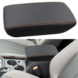 CIMOF Center Console Armrest Cover for Subaru Forester Accessories 2025 2026, Arm Rest Box Protective Cover, Armrest Lid Leather Cover, Custom Armrest Interior, Middle Console Cover (Orange Stitches)
