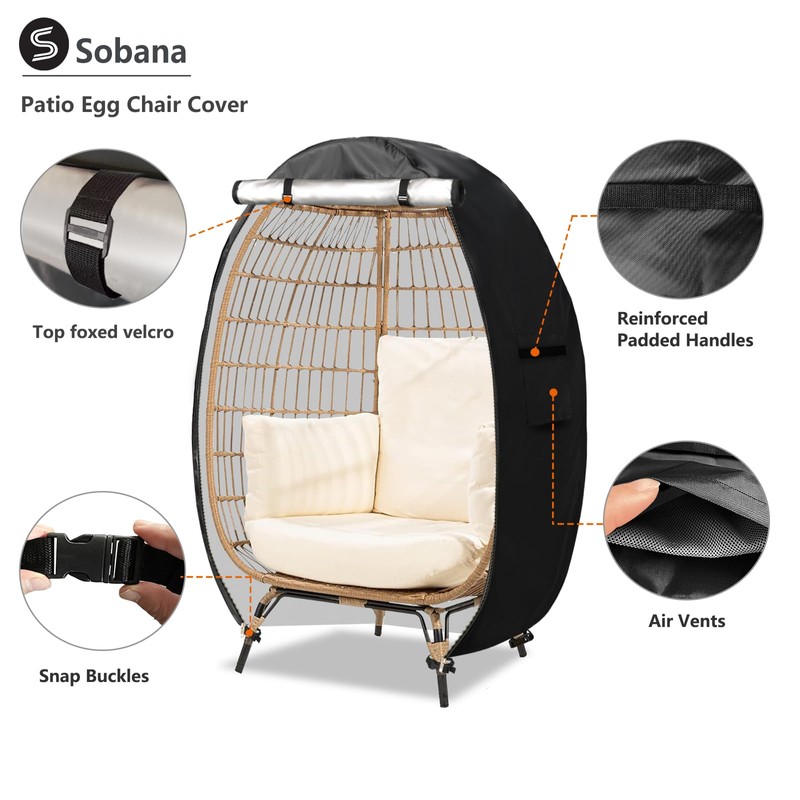 Sobana Outdoor Egg Chair Cover with Double Zipper,Waterproof Dust Proof