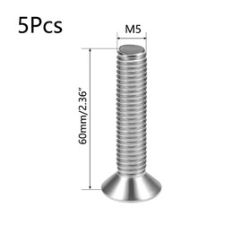 TA-VIGOR 5Pcs Hex Socket Countersunk Head Screw Bolts, M5 x 60mm 316 Stainless Steel Flat Head Socket Cap Screws Bolts Fasteners for Bicycle Motorcycle Repair, Machinery, Household Appliances