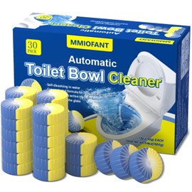 MMIOFANT Powered Toilet Bowl Cleaner Tablets - 30 Pack Blue Automatic Toilet Tank & Bowl Cleaner Long Lasting,Prevent Stains &Deodorize,Bathroom Cleaning Supply, BLUE&YELLOW
