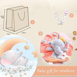 EAQ Baby Comforters,Rabbit Infant Nursery Comforter,Baby Girl Gifts,Baby Essentials for Newborn soft baby toys for Newborn Easter gifts with gifts bag and Dummy Clips.