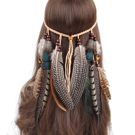 Comfysail Women's Bohemian Feather Tassels Rope Weaving Headband Belt Hair Band Hair Accessories Hippie Boho Indian Hair Bands