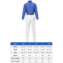 DAZCOS Men's Cosplay Costume US Size Uniform Suit with Tie Suspender Glasses, Blue, X-Large