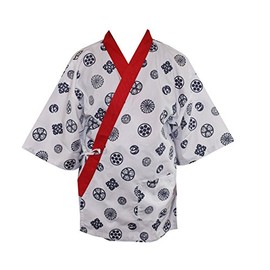 L Size, Sushi Chef Jacket Japanese Chef Uniform with Black Headband (Fruit Pattern)