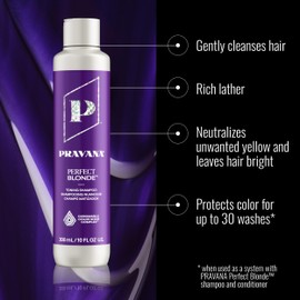 Pravana The Perfect Blonde Purple Toning Shampoo | Neutralizes Brassy, Yellow Tones | For Color-Treated Hair | Chromasilk Enhances Shine & Protection | Vegan, Paraben & Sulfate Free | 10 Fl Oz