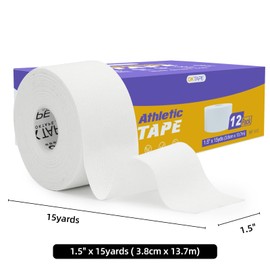 OK TAPE 4 Pack Athletic Sports Tape | Very Strong Easy Tear No Sticky Residue | Perfect Tape for Athlete & Medical Trainers (1.5in X 15yards) White