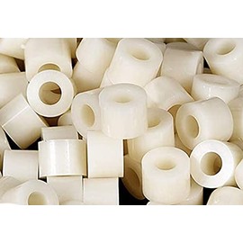 100pcs ABS Round Spacers Washers OD 15mm, ID 5mm, Height 10mm White (15X10mm)