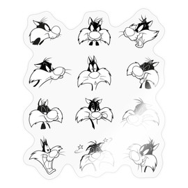 Spreadshirt Looney Tunes New Year's Eve Character Facial Expressions Stickers, Max. 10 x 10 cm, 10 x 10 cm, Transparent Glossy