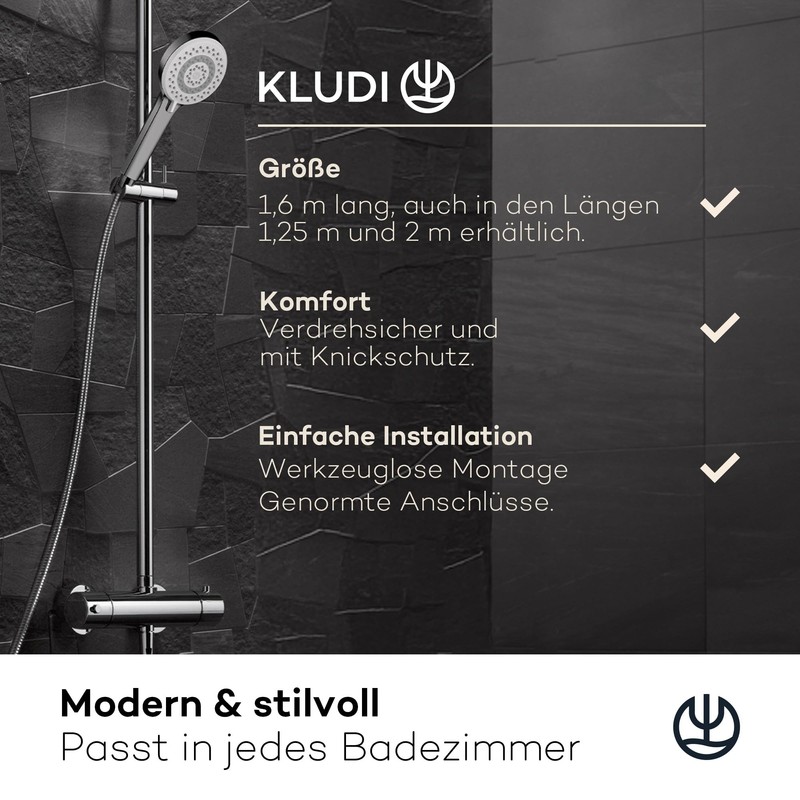 KLUDI -X1 Universal Shower Hose 1.60 m, Flexible Shower Hose