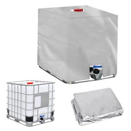 KYSUN IBC Tank Cover 1000L, IBC Tank Container Cover, Water Tank Tarpaulin IBC Tank Covers, 1000L Water Tank Accessories, Protective Tarpaulin Rainwater Tank for Water Barrel 1000L, 116 x 100 x 120 cm, Silver
