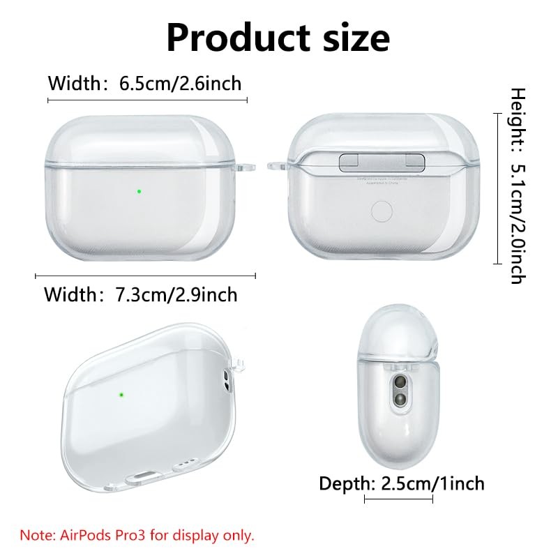 Lemxiee Transparent TPU Case for AirPods Pro 3 Case