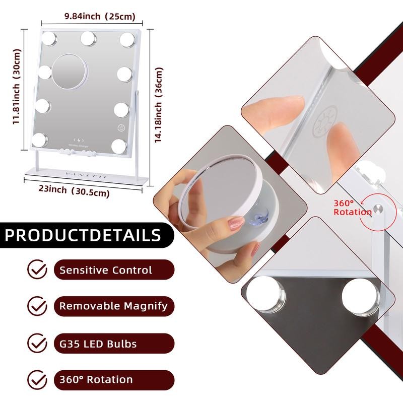 VANITII Hollywood Vanity Makeup Mirror 3 Light Adjustable 9 LED