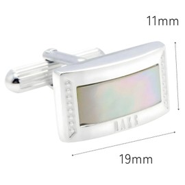 DAKS SE-DA036 Silver Shell White Oyster Cufflinks Tie Pin Set