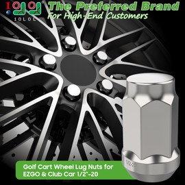 10L0L Golf Cart Wheel Lug Nuts Chrome Standard (16 Pack) Size 1/2”-20 for Club Car & EZGO Golf Cart, OEM# 1701160, 14723-G1, 1010984, 1011390
