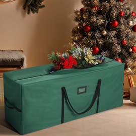 Wesnoy Christmas Tree Storage Bags Zippered Christmas Tree Storage Container Christmas Tree Storage Box with Handles for Holiday Disassembled Tree (Green, 9 ft)