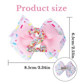 Dmnnlp Baby Hair Bows Clips Pink, 2nd Birthday Decorations Hair Clips for Girls, Ice Cream Kids Hair Bows for Toddler Girls 2nd Birthday Party Decorations Photo Props (2)