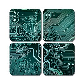 4 x Square Motherboard Coasters - Computer Geek Gamer Tech Jigsaw Gift #78318