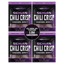 MaxJerky Sichuan Chili Crisp Chicken Jerky, 27.5 Grams of Protein, 2.5 OZ (4 Pack)