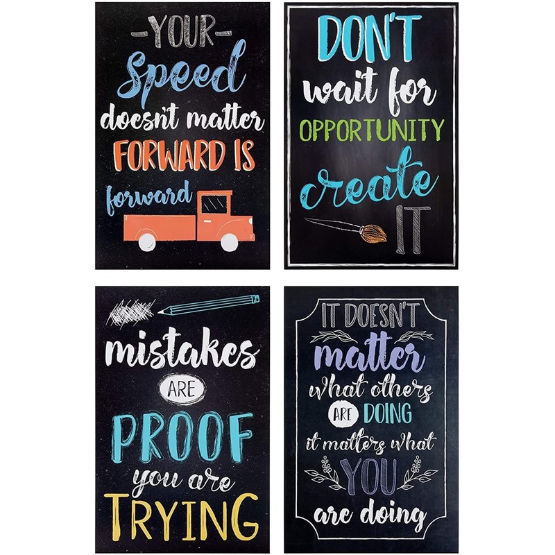 Juvale 20-Pack 13x19 in Motivational Classroom Posters - Chalkboard-Style Wall