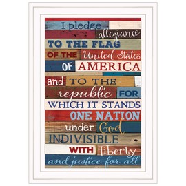 Trendy Decor4U Pledge of Allegiance Printed Wall Art, 11 inch x 15 inch, Brown