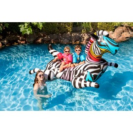 Poolmaster Zany Zebra Jumbo Swimming Pool Float Rider, Zebra Large
