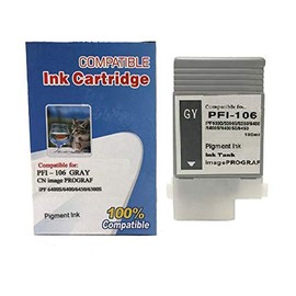 Vivid Colors New Compatible Pfi-106 Gray, Pigment Ink Compatible Cartridge for Canon IPF 6400s/6400/6450, 130ml Tank