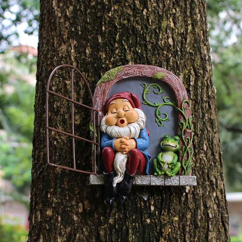 Mini Garden Resin Crafts Decoration Gnome Window Sleeping Garden Sculpture