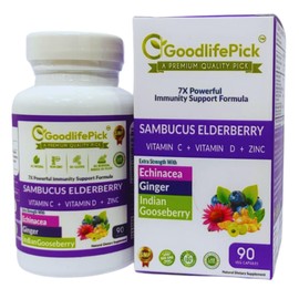 7 in 1 Elderberry with ZINC, Vitamin C, Vitamin D, Echinacea, Ginger & Indian Gooseberry (Amla).Premium Elderberry Capsules 90 ct, All Natural,Non-GMO,Vegan,No Rice Powder, No-Gluten