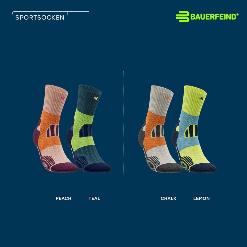 BAUERFEIND Trail Run Mid Cut Socks, Sunrise Peach